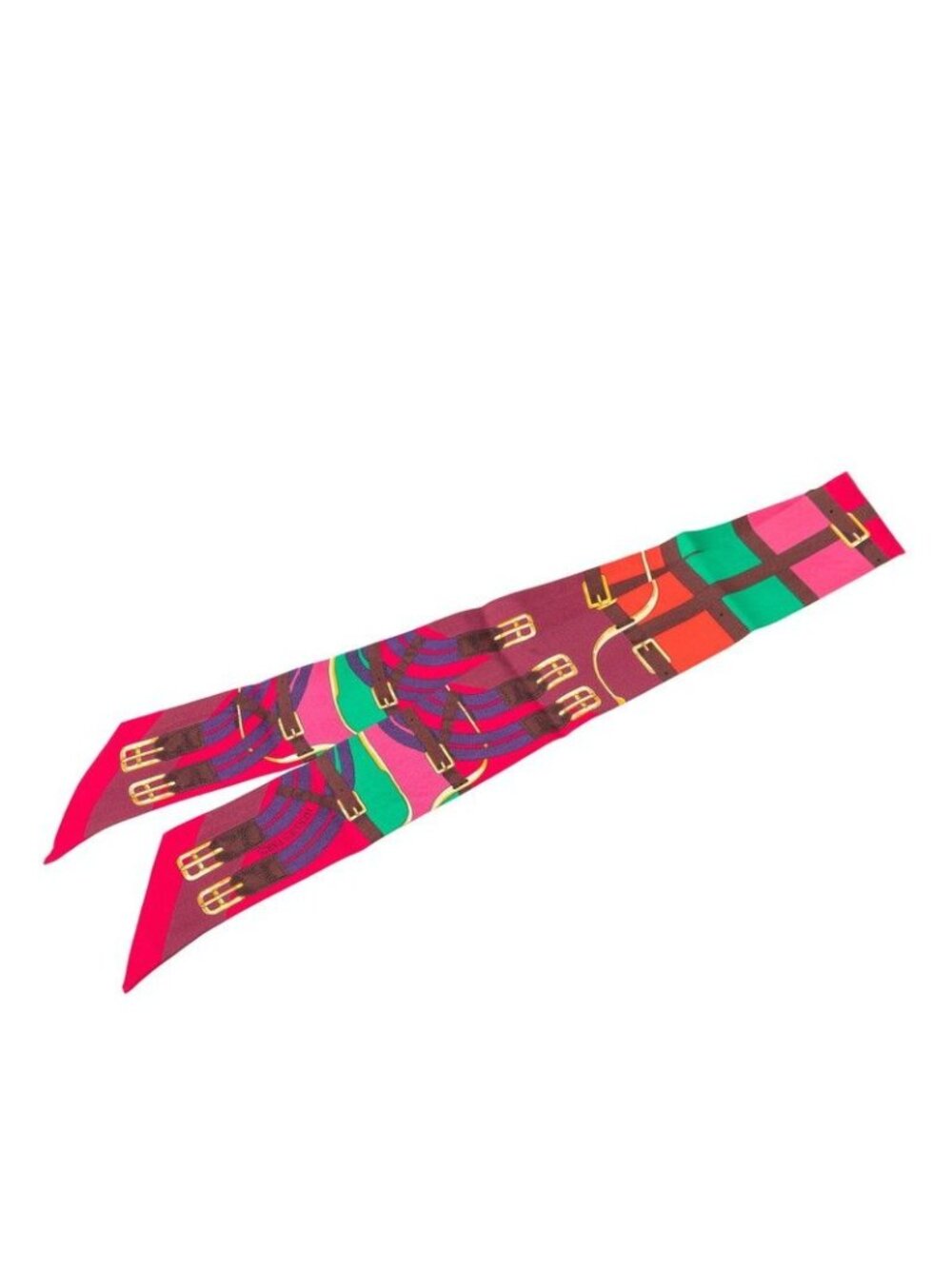 Hermes Twilly Mors a Jouets Horse Bit Scarf Red Multicolor Silk - Picture 1 of 4